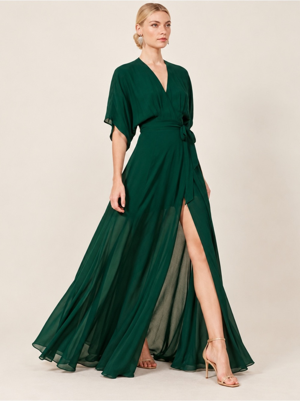 NWT Reformation Winslow Emerald Green Wrap Maxi Dress XS Formal Wedding